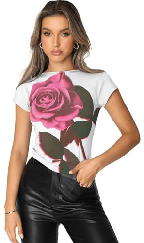 Arkim Rückenfreies Oberteil Tops Y2k Backless Top Damen Sexy Oberteile Damen Y2k Top Stil Strassenmode Neu im Sommer Oberteil(Pink Rose,XS)