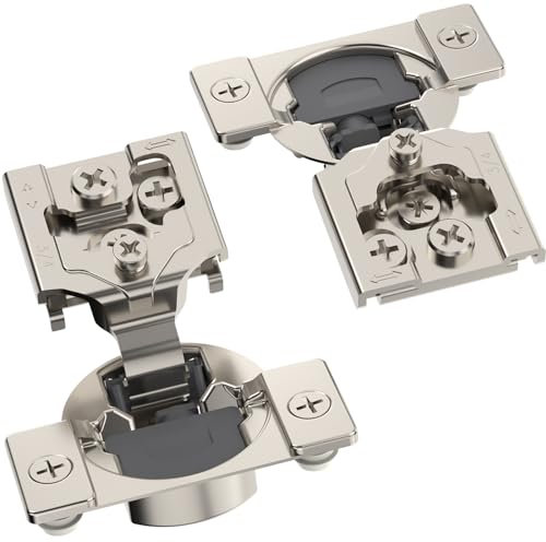 Chibery 20 Stück 1,9 cm Overlay 3D Soft Close Verdecktes Küchenschrankscharnier für Frontrahmentür, vormontierte, leicht zu montierende Dübel, selbstschließend, verstecktes Satin-Nickel, 105 ° offen,