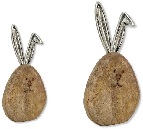 Holz und Metall Osterdeko Holz und Metall Osterei mit Hasenohren - Set klein und groß Ostereier Oster-Deko Tisch Dekoration