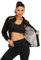 LAZAWG Tuta sauna da donna con cerniera, per fitness, dimagrante, a maniche lunghe, per allenamento, corsa, esercizio e palestra, Nero , L