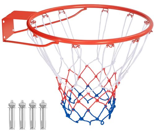 COSTWAY Ø45cm/ 37cm Basketballkorb Indoor, Mini Basketball Korb mit Ring & Netz, für Tür & Wandmontage, Basketballring Basketball Hoop Outdoor für Kinder & Erwachsene (Ø45cm,Orange)
