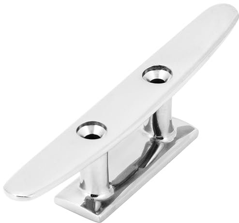 Bitta QWORK® da 100 mm in Acciaio Inossidabile 316, Piatta con 2 Fori, Estremamente antiruggine, Resistente all'Acqua salata e ai Raggi UV - Bitta di ormeggio per Corde, Corde, pennoni