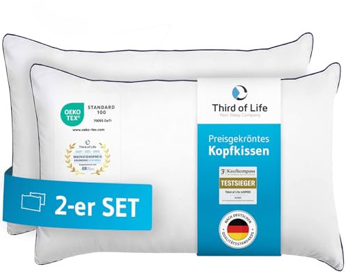 Kopfkissen 40x60 inSPIRO 2er Set, Orthopädisches Schlaf-Kissen von Schlafexperten entwickelt, 40 x 60 cm pillow für Seitenschläfer, Rückenschläfer, Bauchschläfer, Nackenstützkissen für Allergiker