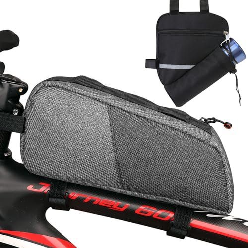 JSTHHTT 2 Pcs Triangle Bike Bag - Reflective Bicycle Frame Bag with Side Opening, Corner Pouch Storage for Cycling