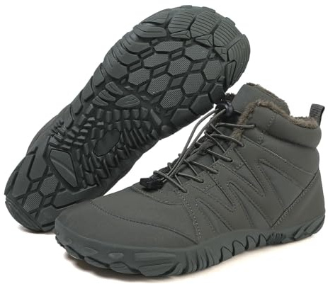 Zureto Chaussures pieds nus d'hiver, chaussures de randonnée pour homme et femme, imperméables, larges orteils nus, chaussures de randonnée, vert, 36 EU Large