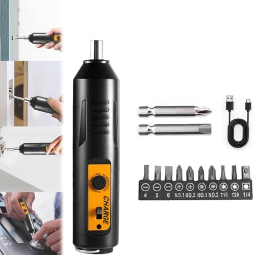 Reposaltrust Electric Screwdriver, Cordless Electric Screwdriver Screw Driver Set Kit, Portable Automatic Home Repair Tool Kit, for Home Repair (2 long bits + 10 short bits)