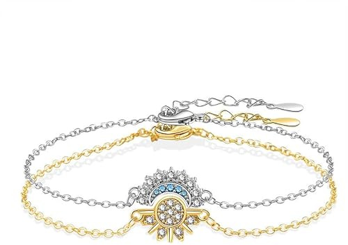 2-teilige Mond- und Sonnen-Armbänder für Frauen und Mädchen Halbmond Paar-Armbänder Koordinierte Armbänder für Freunde Verstellbare Größe Schmuck Geschenk