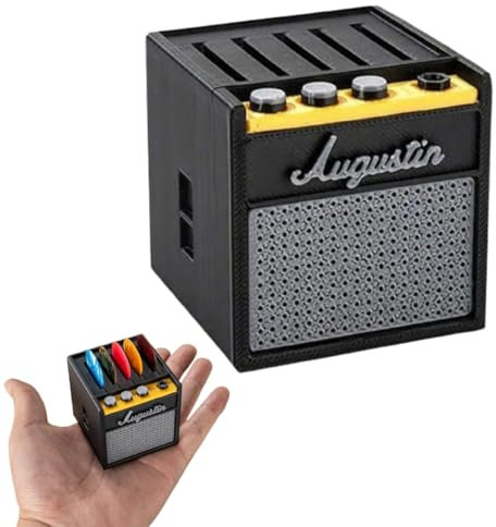 Guitar Pick Holder Case 3D Printed Plectrum Display Stand Pick Slot Storage Box Amp Speaker Organizer Container Gifts for Musicians & Guitar Players Lovers
