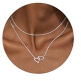 CASSIECA 2 Stück Herz Halskette Damen Silber 925 Kette Herz für Frauen Mädchen Süßes Silberkette Damen mit Doppelherz Anhänger Silber Herzkette Schmuck Weihnachten Geburtstag Geschenke