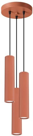 SOLLUX lighting Hängelampe Pendelleuchte Hängeleuchte Deckenlampe Lampe Decke Aluminium 3 Flammig 19,5 x 19,5 x 108 cm Karbon Ockerrot