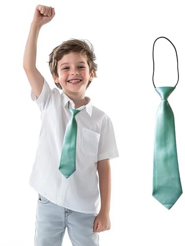 Vxcbad Krawatte Einfarbig Kinder Jungen Krawatte für Hochzeiten, Abschlussfeiern Und Alltagskleidung 28x7CM Hellgrün