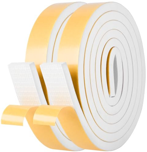 Bande d'étanchéité autocollante en mousse haute densité pour isolation acoustique de porte et fenêtre, 2,5 cm x 0,9 cm x 10 m