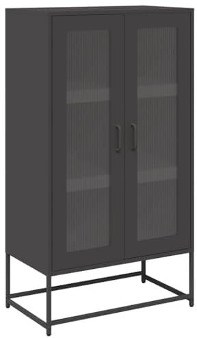 vidaXL Highboard Schwarz 68x39x123 cm Stahl, Sideboard, Seitenschrank, Aufbewahrungsschrank, Schrank, Sideboard, Hochschrank, hohes Sideboard