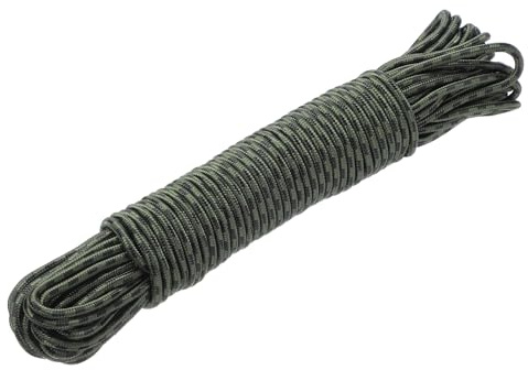 QUARKZMAN Corda Intrecciata Diamante In Polipropilene Nylon 1/4 98ft/30m Alta Resistenza Per Interno Esterno Campeggio nautico Corda Per Biancheria - 6mm, Verde Militare/Nero