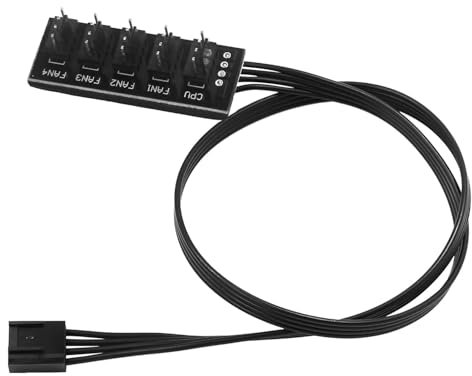 3-Pin PWM PC Fan Hub ，Power Supply Extension Cable Splitter for Desktop Computer Case CPU Cooler - 1 to 5 Way Adapter With PWM Function