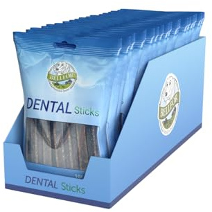 Bellfor Natürliche Zahnpflege für Hunde. Dental Sticks gegen schlechten Atem, Plaque & Zahnstein. Getreidefreie Kauknochen für Hunde. 126 St., 5 Monate Zahnpflege – 100 g / 18 Packungen
