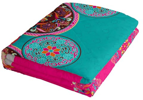 FANSU Tagesdecke Bettüberwurf Steppdecke Mikrofaser Doppelbett Einselbetten Gesteppt Bettwäsche Sofaüberwurf Wohndecke Bettdecke Stepp Gesteppter Quilt (Rote Boho,180x200cm)