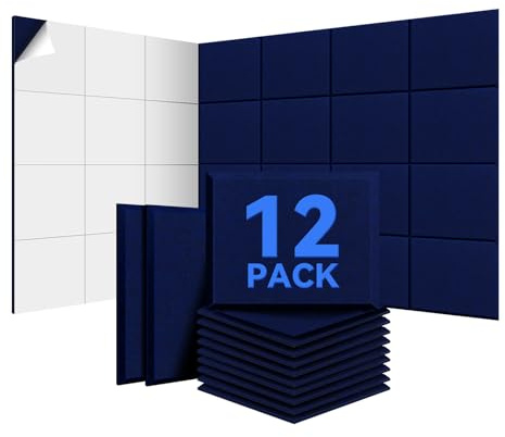 12 Stück Akustikplatten selbstklebend, Abdeckung 1.44㎡, 30*40*0.9cm, Schallschutz & Schalldämmung für Wände & Türen, 230kg/m³, NRC 0.95, 100% Polyester, Aukustikschaumstoff für Gaming Deko, Büros