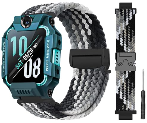 Zspoly Kinder Elastisches Nylon Ersatz watch armband Kompatibel mit imoo Z6/ Z7/Z1 Metallschnalle Fallschirm-Schnalle Freiluftsport Schwarz der Ersatzband Weiches Girl Knabe