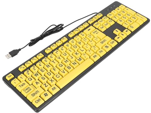 KIMISS High Visibility Keyboard Compatible with Chromebooks Large Print Computer Keyboard Seniors - 104 Keys USB Wired Visually Impaired Individuals - Electronics/computers &
