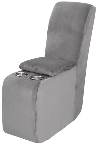 GHAKKE Velvet Plush Sectional Recliner Console Cover For Couch With Cup Holder And Storage, Stretch Middle Console Slipcovers For Reclining Sofa, Furniture Protector For Living Room(Grey)