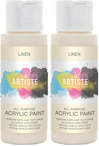 Artiste Acrylic Paint 59ml 2Oz Linen, Quick-Drying Professional Art, Craft and Hobby Artists Paint, Vibrant Colour, Water-Based Paints Cover All Surfaces with Ease, Ideal for Travel Artists