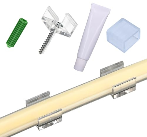 GOMING 40 Unidades 12mm Clips Transparentes para Cables Pared Soporte Montaje Anclajes Tornillo Tornillo 2 Tapa Silicona 1 Pegamento para la Gestión Cables Escritorio y Pared Decoraciones Colgantes