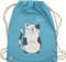 Shirtracer Turnbeutel Rucksack - Tiermotiv Animal Print - lustige Katze - Unisize - Hellblau - katzen stoffbeutel tiere tier stoff kinder tieren rucksäcke beutel sportbeutel turnsäcke turnsackerl