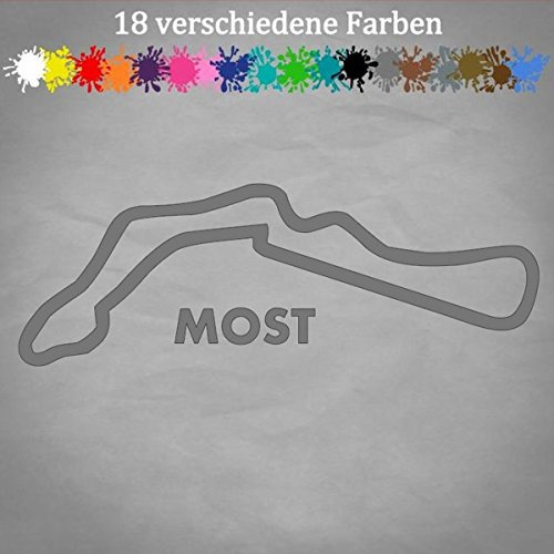 Most Rennstrecke 20x7cm Aufkleber Sticker Tschechien Racingtrack Umriss Layout in 18 Farben