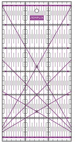 SEMPLIX Patchwork-Lineal Quilt-Lineal, transparent, mit cm-Skala und Winkelfunktionen, ideal für Patchwork und zum Basteln, 30 x 15 cm (lila)