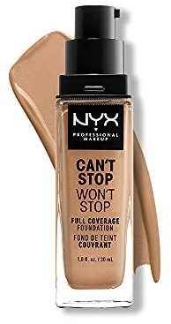 NYX Professional Makeup Can't Stop Won't Stop Full Coverage Foundation, Langanhaltend, Wasserfest, Vegane Formel, Mattierter Teint, Farbton: Neutral buff