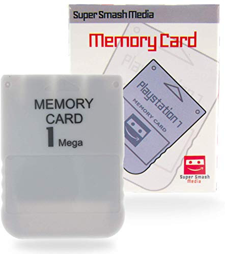 SuperSmashMedia® - PS1 Memory Card 1MB (For PlayStation 1, PSX, Psone) [Grey]