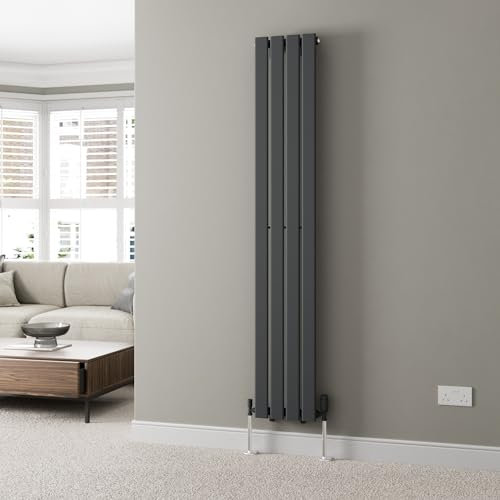 DuraTherm® 1800 x 300mm Anthracite Grey Vertical Designer Radiator Single Column Flat Panel Modern Central Heating Panels Bathroom Radiators