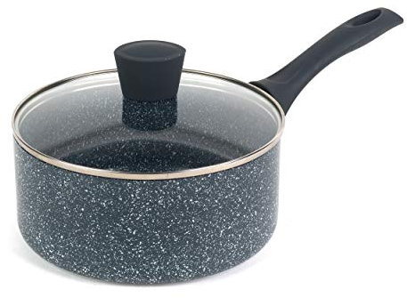 Russell Hobbs RH00846EU Nightfall Stone Cooker a doppio strato da 20 in alluminio pressato antiaderente, sicuro per induzione, meno cuoco d'olio, impugnatura morbida in bachelite, marmo blu
