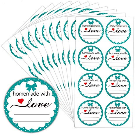 Homemade with Love Stickers 2 Inch DIY Jar Decoration Customizable Canning Jar Labels with Lines for Writing Baked Goods Packaging Stickers,504 Pcs