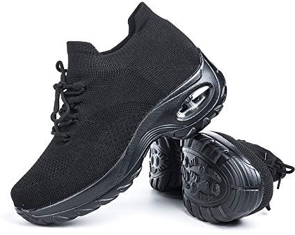 Hitmars Scarpe da Ginnastica da Donna Scarpe Sportive da Corsa Palestra Cuscino d'Aria Nero 1-EU40