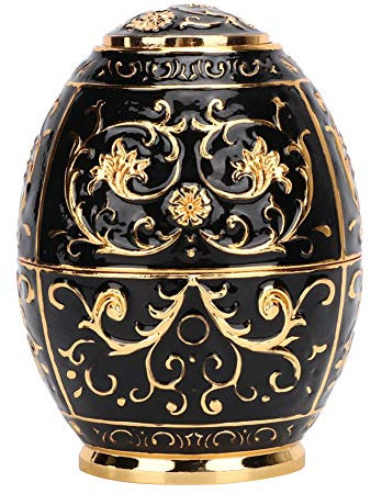 Fdit Prensa giratoria Palillero Dispensador de caja Dispensador en 3D Organizador en forma de huevo tallado Decoración de estilo europeo para Home Kitchen Hotel (Oro + Negro)(Oro + negro)