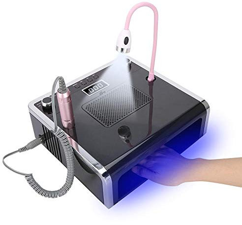 Nail Art Machine, 108W 4-in-1 Nail Suction Dust Collector, Nail Art Curing Lamp, Light Grinding Machine, Professional Nail Drill Machine, Electric Nail Files for Begginers