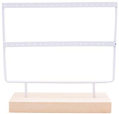 Shiwaki Soporte de exhibición de joyería de exhibición de 2 Niveles con Bandeja de Madera para artículos domésticos Peque?os, exhibición de Accesorios de Boda (Blanco)