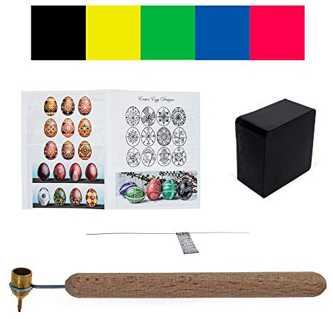 0.3 mm Fine Brass Tip Brass Kistka, Beeswax, 5 Dyes, Cleaning Wire and Instructions Ukrainian Easter Egg Decorating Kit