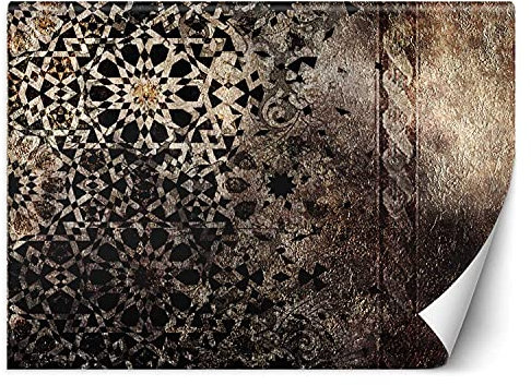 Feeby Wandtapete Fototapete Vlies Abstrakt Ornament 254x184 cm Braun Modern Tapete Wohnzimmer Schlafzimmer Geometrisches Muster