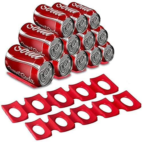 Bouteille et Peut Stacker pour Réfrigérateur, Anti-Slip Silicone Pliable Casier à Vin Beer Can Holder Organisateur, armoires cuisine support De Stockage pour Bwine/eer/Cola/Boîtes de Conserve (2 Pack)