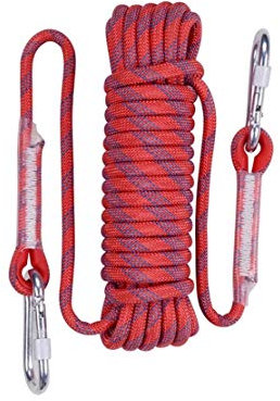 Yimihua Corde Escalade Corde d'escalade Rouge de 10 mm, Haute résistance, résistance à la déchirure, avec Double Mousqueton, Charge 2100 kg, Camping, évasion sûre 10M-100M (Size : 10m)