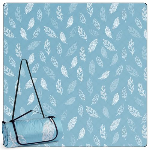 DEWUR Picknickdecke wasserdicht waschbar, Stranddecke Sandfrei XXL Campingdecke Strandmatte isoliert mit wasserdichter Unterseite (200 x 200 cm, Blau)