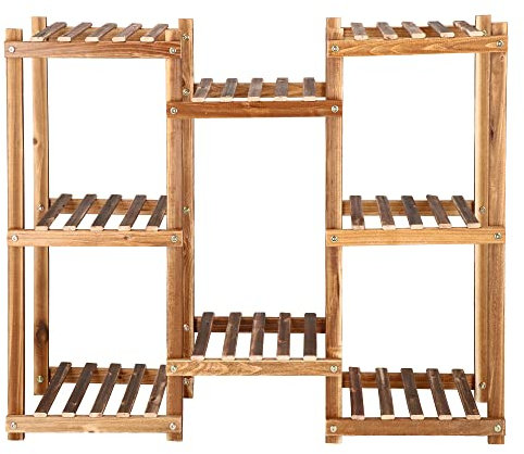 SPRINGOS Blumenständer Blumentreppe aus Holz 5 Ebenen Pflanzentreppe Pflanzenständer für Balkon Wohnzimmer Garten Terrasse