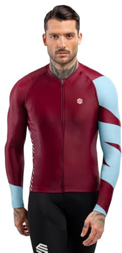 SIROKO - Langärmeliges Radtrikot M2 Road Trip - XL - Bordeauxrot/Hellblau