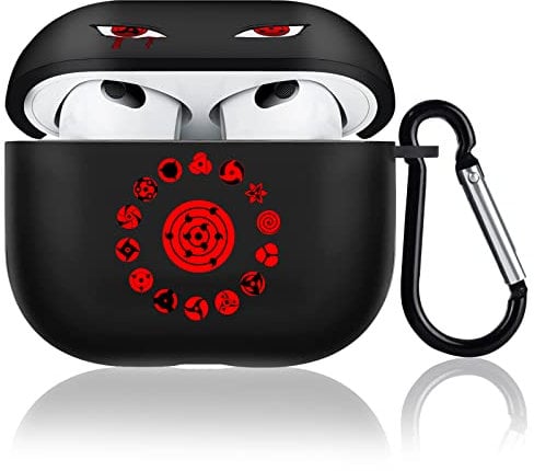 DiyGody Anime Case for AirPod 3 with Keychain,Cool Red Cartoon Pattern Kawaii Design Soft Silicone Protective Cover for Boys Girls Yonth Teen Compatiable for Airpods 3rd Generation