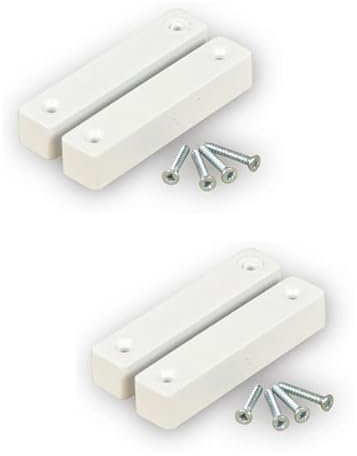 2 Pack of Burglar Alarm Door/Window Contact Detectors - Wired - White - Professional Quality