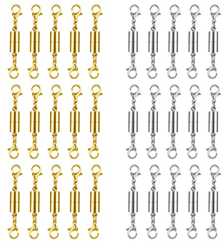 30 Stück Magnetverschluss Armband Magnetverschluss Kette Magnet Schmuck Verschlüsse Für Halsketten Kettenverlängerungen Schmuckzubehör Magnetic Lobster Clasp DIY Armband Halskette Making