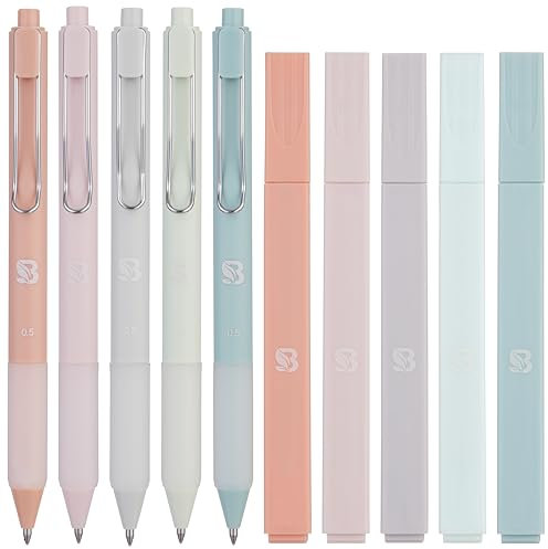 BLIEVE Ästhetische Textmarker und Gelstifte mit weicher Tinte und Spitze, kein Verlaufen, trocknet schnell, einfach zu halten, für Bibel, Tagebuch, Planer, Notizen, Schule, Bürobedarf, 10 Stück